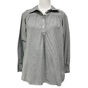 Kayce Hughes Women’s Popover Top Gray collared Long Sleeve with Pockets Size 2
